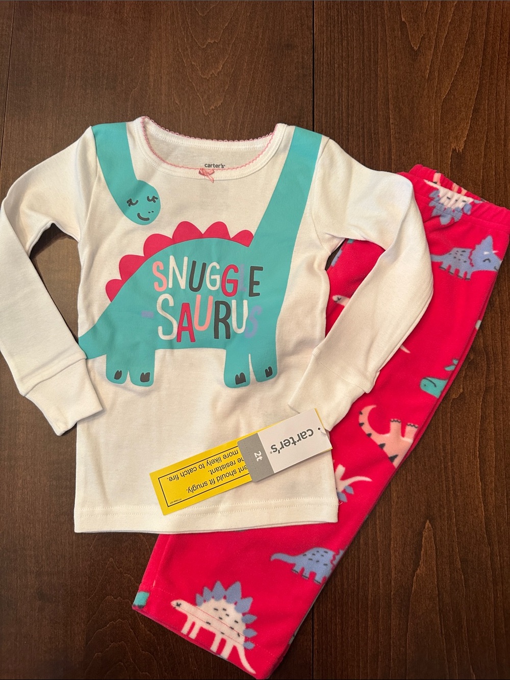 Carter's Toddler Snuggle Saurus Girls Pajama Set - Teal & Pink